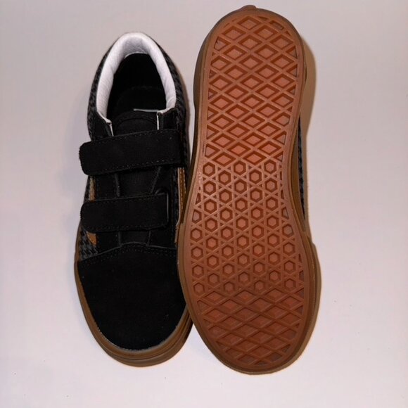 Vans Kids Old Skool V Shoe Houndstooth Black/Gum Size US Kids 2.0 - Picture 3 of 8